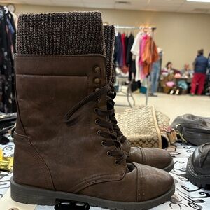 Brown Lace-Up Ankle Boots